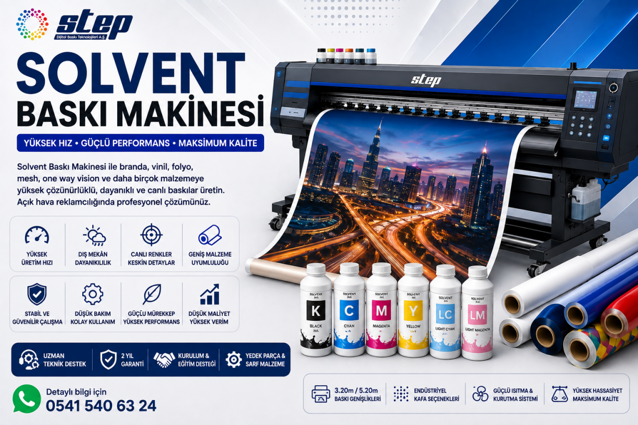 Solvent Baskı Makinesi Nedir? 2026 Rehberi | Step Dijital