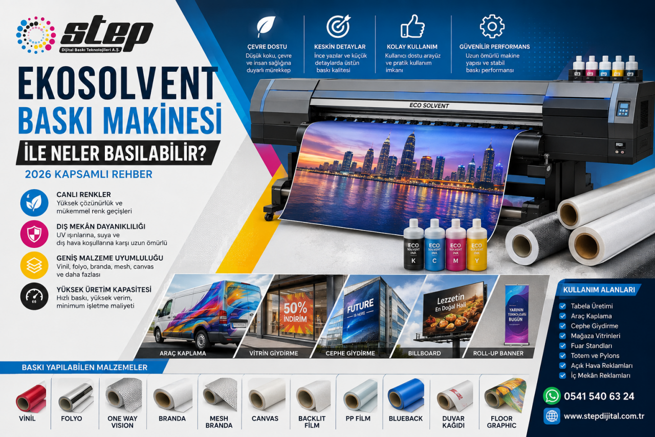 Ekosolvent Baskı Makinesi ile Neler Basılabilir? 2026 Kapsamlı Rehber
